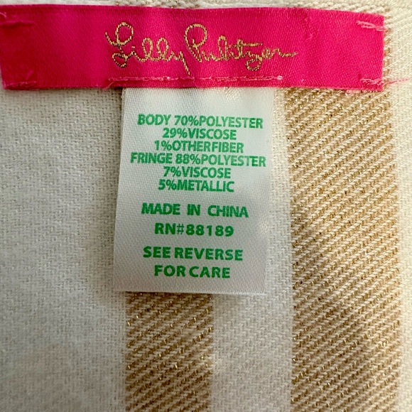 Lilly Pulitzer Cream and Tan Striped Scarf - Picture 3 of 4